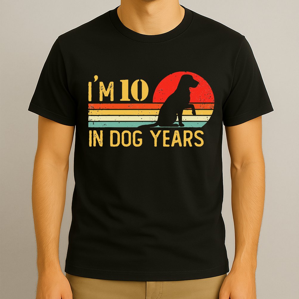 I'm 10 In Dog Years 70th Birthday Vintage Funny 70 Year Old T-Shirt