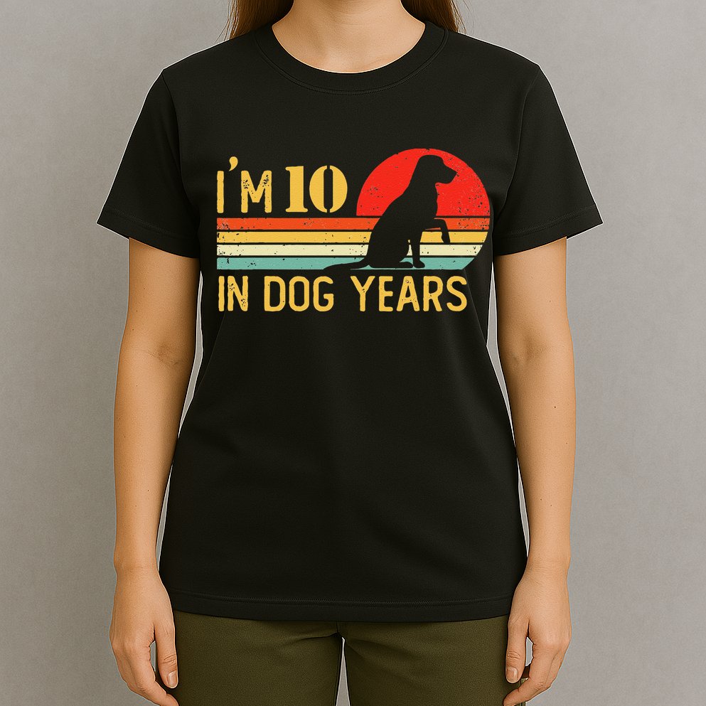 I'm 10 In Dog Years 70th Birthday Vintage Funny 70 Year Old T-Shirt