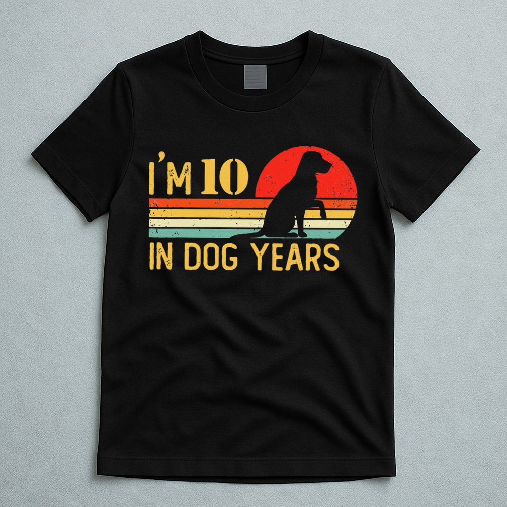 I'm 10 In Dog Years 70th Birthday Vintage Funny 70 Year Old T-Shirt