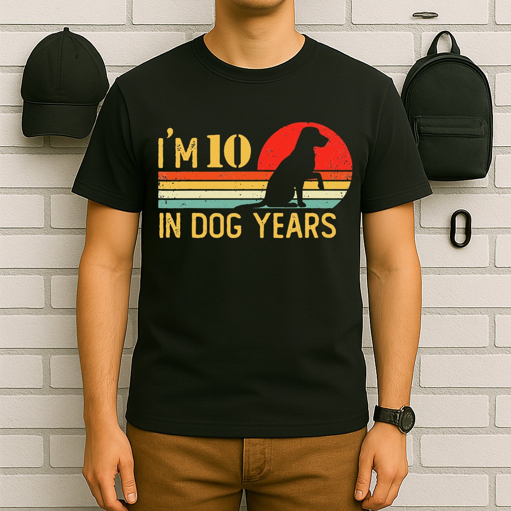 I'm 10 In Dog Years 70th Birthday Vintage Funny 70 Year Old T-Shirt