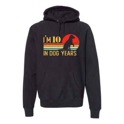 I'm 10 In Dog Years 70th Birthday Vintage Funny 70 Year Old Premium Hoodie