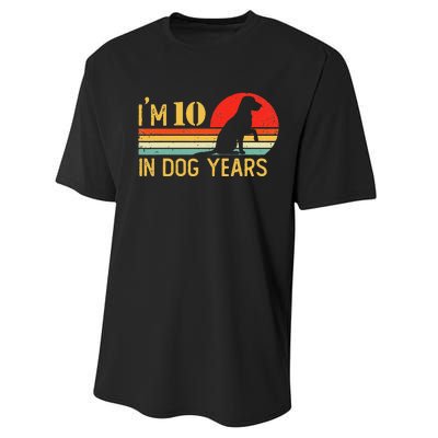 I'm 10 In Dog Years 70th Birthday Vintage Funny 70 Year Old Performance Sprint T-Shirt