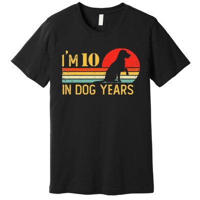 I'm 10 In Dog Years 70th Birthday Vintage Funny 70 Year Old Premium T-Shirt