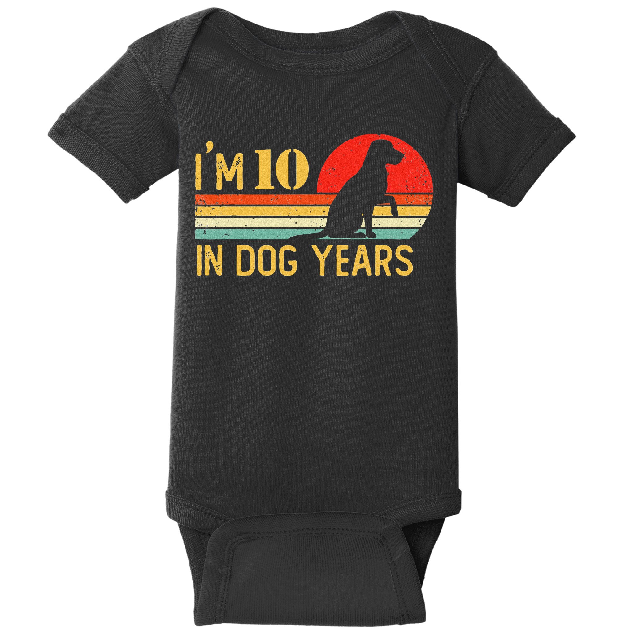 I'm 10 In Dog Years 70th Birthday Vintage Funny 70 Year Old Baby Bodysuit
