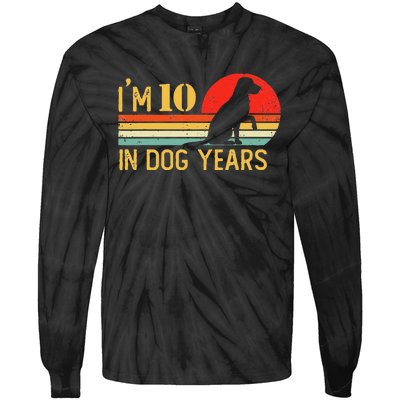 I'm 10 In Dog Years 70th Birthday Vintage Funny 70 Year Old Tie-Dye Long Sleeve Shirt