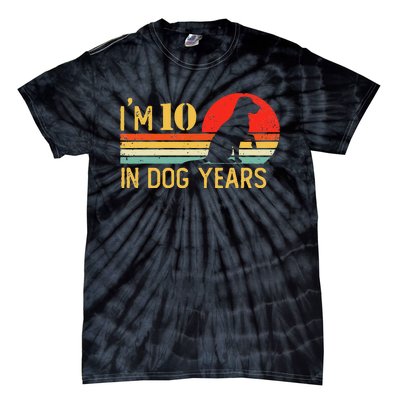 I'm 10 In Dog Years 70th Birthday Vintage Funny 70 Year Old Tie-Dye T-Shirt