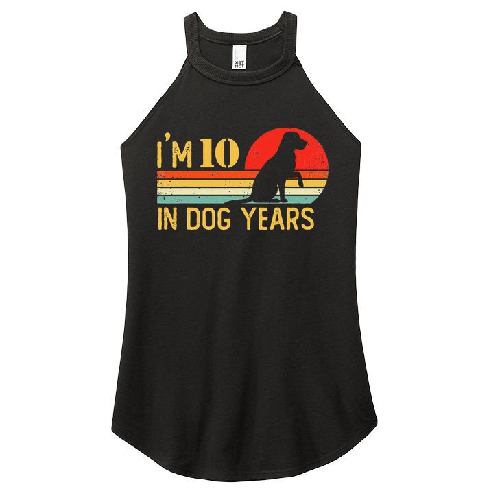 I'm 10 In Dog Years 70th Birthday Vintage Funny 70 Year Old Women's Perfect Tri Rocker Tank