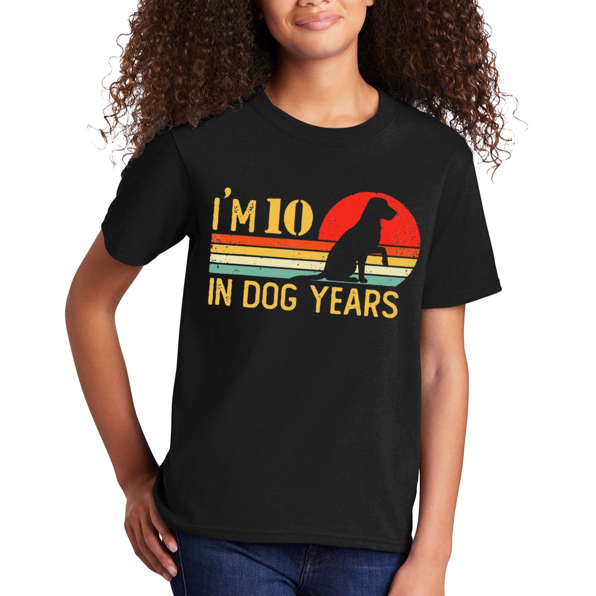 I'm 10 In Dog Years 70th Birthday Vintage Funny 70 Year Old Kids T-Shirt