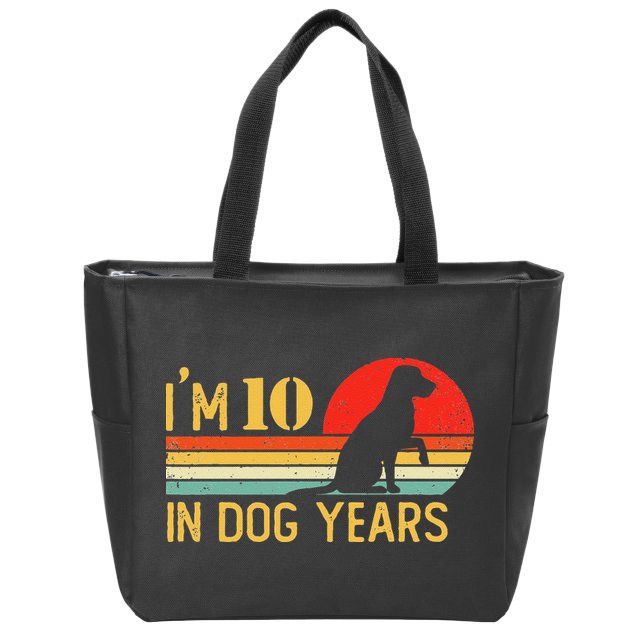 I'm 10 In Dog Years 70th Birthday Vintage Funny 70 Year Old Zip Tote Bag