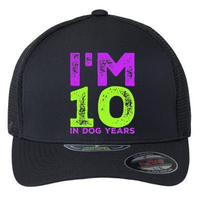 Im 10 In Dog Years. Funny 70th Birthday T Gift Flexfit Unipanel Trucker Cap