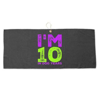 Im 10 In Dog Years. Funny 70th Birthday T Gift Large Microfiber Waffle Golf Towel