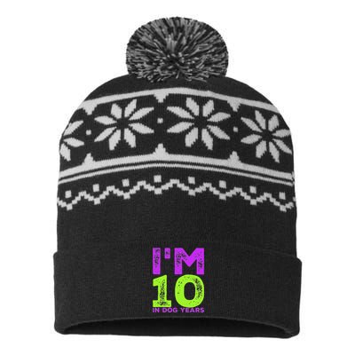 Im 10 In Dog Years. Funny 70th Birthday T Gift USA-Made Snowflake Beanie