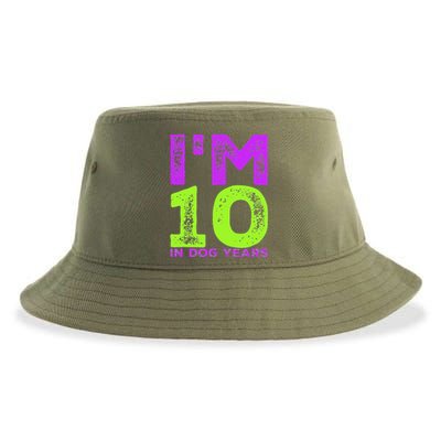 Im 10 In Dog Years. Funny 70th Birthday T Gift Sustainable Bucket Hat