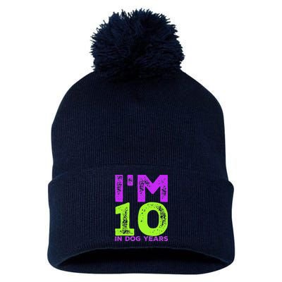 Im 10 In Dog Years. Funny 70th Birthday T Gift Pom Pom 12in Knit Beanie