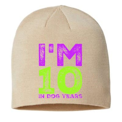 Im 10 In Dog Years. Funny 70th Birthday T Gift Sustainable Beanie