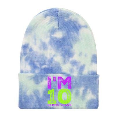 Im 10 In Dog Years. Funny 70th Birthday T Gift Tie Dye 12in Knit Beanie