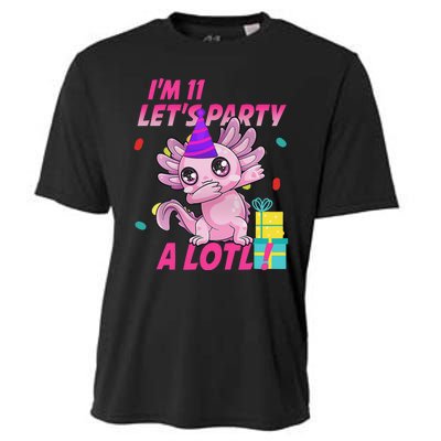 I'm 11 Let's Party A Lotl 11th Birthday Axolotl Lover Gift  Cooling Performance Crew T-Shirt