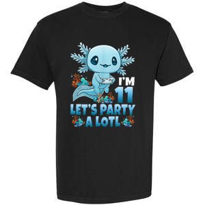 IM 11 LetS Party A Lotl 11th Birthday 11 Year Old Axolotl Garment-Dyed Heavyweight T-Shirt