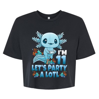 IM 11 LetS Party A Lotl 11th Birthday 11 Year Old Axolotl Bella+Canvas Jersey Crop Tee