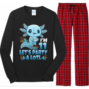 IM 11 LetS Party A Lotl 11th Birthday 11 Year Old Axolotl Long Sleeve Pajama Set