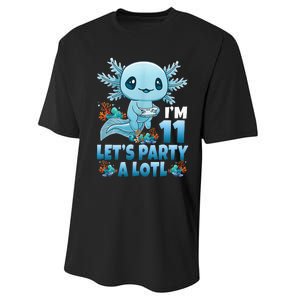 IM 11 LetS Party A Lotl 11th Birthday 11 Year Old Axolotl Performance Sprint T-Shirt