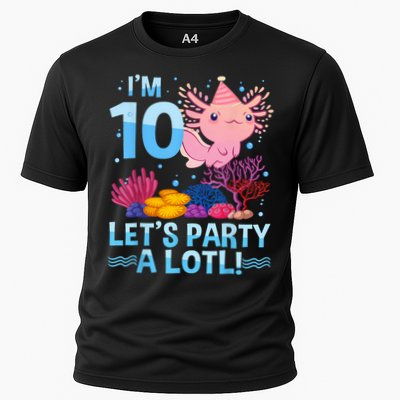 I'm 10 Let's Party A Lotl Axolotl 10 Year Old 10th Birthday Cooling Performance Crew T-Shirt