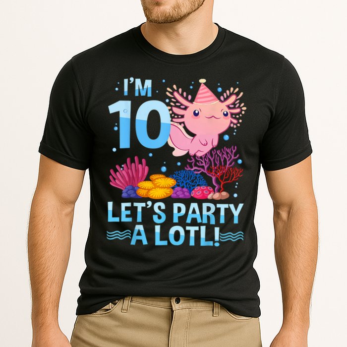 I'm 10 Let's Party A Lotl Axolotl 10 Year Old 10th Birthday Cooling Performance Crew T-Shirt