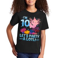 I'm 10 Let's Party A Lotl Axolotl 10 Year Old 10th Birthday Kids T-Shirt