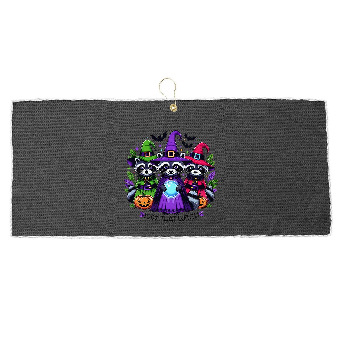 IM 100 Percent That Witch Halloween Opossum Raccoon Large Microfiber Waffle Golf Towel