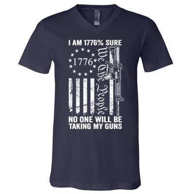IM 1776 Sure No One Is Taking My Guns Pro Gun Usa Flag V-Neck T-Shirt