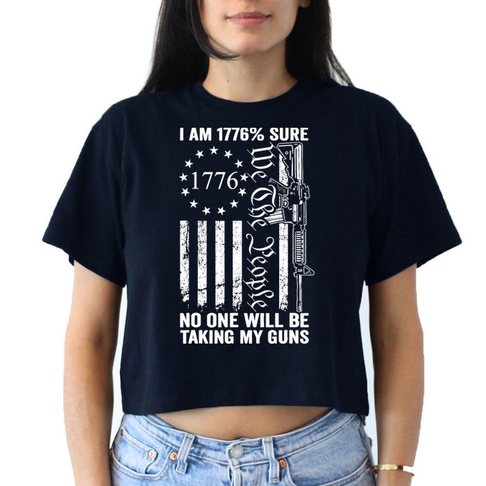 IM 1776 Sure No One Is Taking My Guns Pro Gun Usa Flag Women's Crop Top Tee