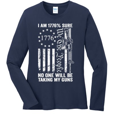 IM 1776 Sure No One Is Taking My Guns Pro Gun Usa Flag Ladies Long Sleeve Shirt