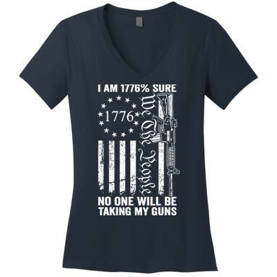 IM 1776 Sure No One Is Taking My Guns Pro Gun Usa Flag Women's V-Neck T-Shirt