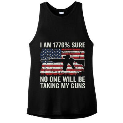 I'm 1776 Sure No One Is Taking My Guns AR15 USA Flag BACK Ladies PosiCharge Tri-Blend Wicking Tank