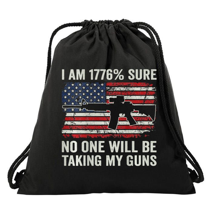 I'm 1776 Sure No One Is Taking My Guns AR15 USA Flag BACK Drawstring Bag