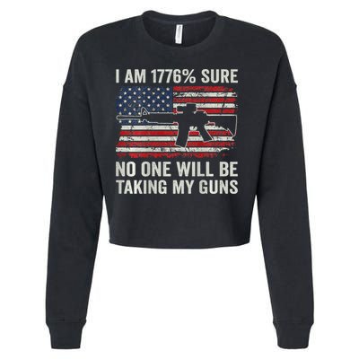 I'm 1776 Sure No One Is Taking My Guns AR15 USA Flag BACK Cropped Pullover Crew