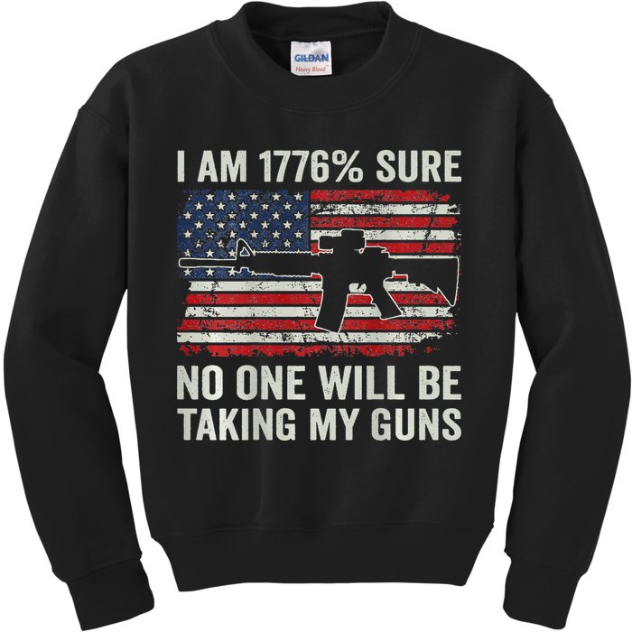 I'm 1776 Sure No One Is Taking My Guns AR15 USA Flag BACK Kids Sweatshirt