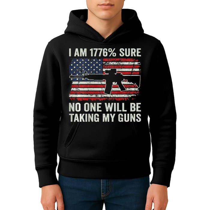 I'm 1776 Sure No One Is Taking My Guns AR15 USA Flag BACK Kids Hoodie