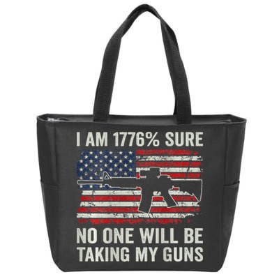 I'm 1776 Sure No One Is Taking My Guns AR15 USA Flag BACK Zip Tote Bag
