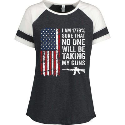 IM 1776 Sure No One Is Taking My Guns Usa Flag Pro Gun Enza Ladies Jersey Colorblock Tee