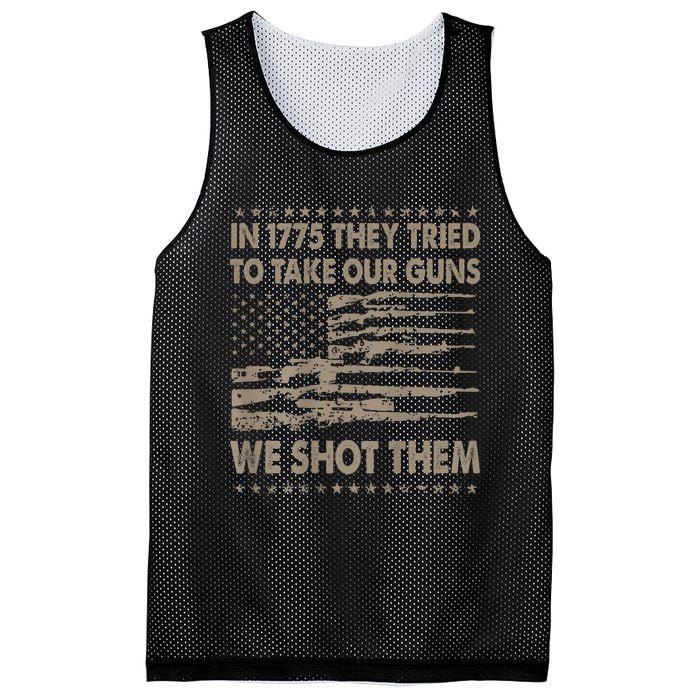 In 1775 They Tried To Take Our Guns We Shot Them (On Back) Mesh Reversible Basketball Jersey Tank