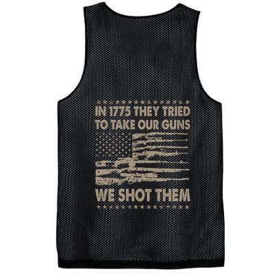 In 1775 They Tried To Take Our Guns We Shot Them (On Back) Mesh Reversible Basketball Jersey Tank
