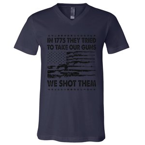 In 1775 They Tried To Take Our Guns We Shot Them Retro V-Neck T-Shirt