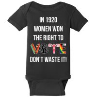 In 1920 Women Won The Right To Vote Don’T Waste It Baby Bodysuit