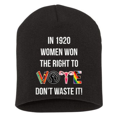 In 1920 Women Won The Right To Vote Don’T Waste It Short Acrylic Beanie