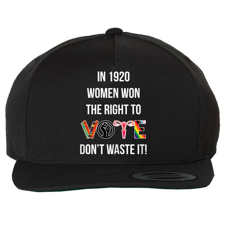 In 1920 Women Won The Right To Vote Don’T Waste It Wool Snapback Cap