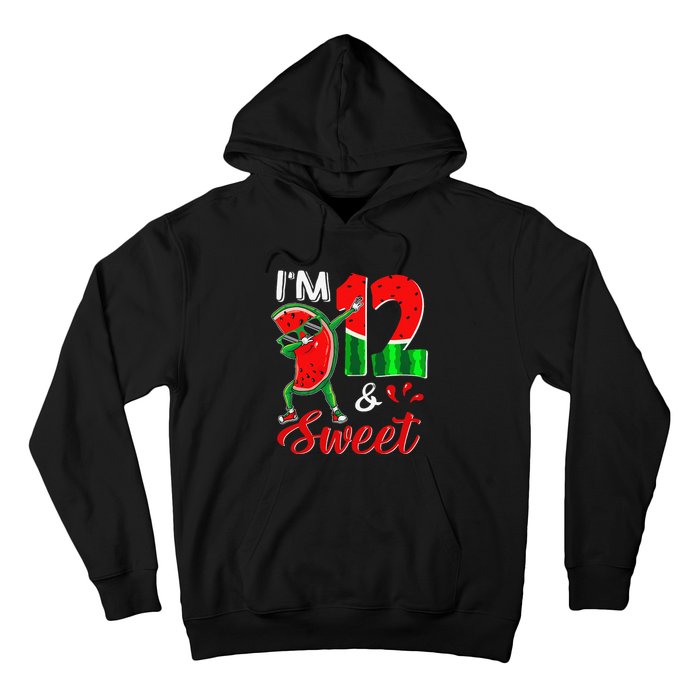 I'm 12 Years Old & Sweet Dabbing Watermelon 12th Birthday Hoodie