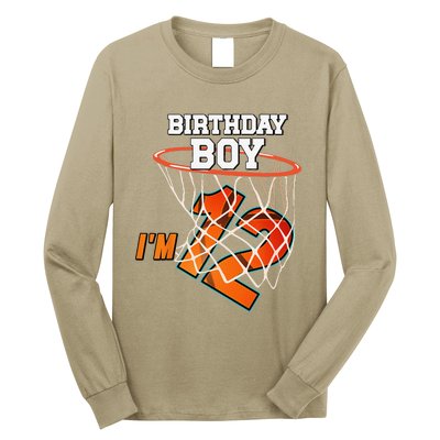 Im 12 Yrs Old Basketball Theme Party 12th Birthday Long Sleeve Shirt