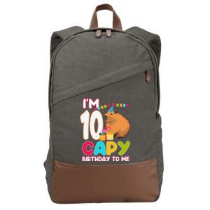 IM 10 Year Old Capy Birthday To Me 10th Birthday Capybara Cotton Canvas Backpack