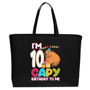 IM 10 Year Old Capy Birthday To Me 10th Birthday Capybara Cotton Canvas Jumbo Tote